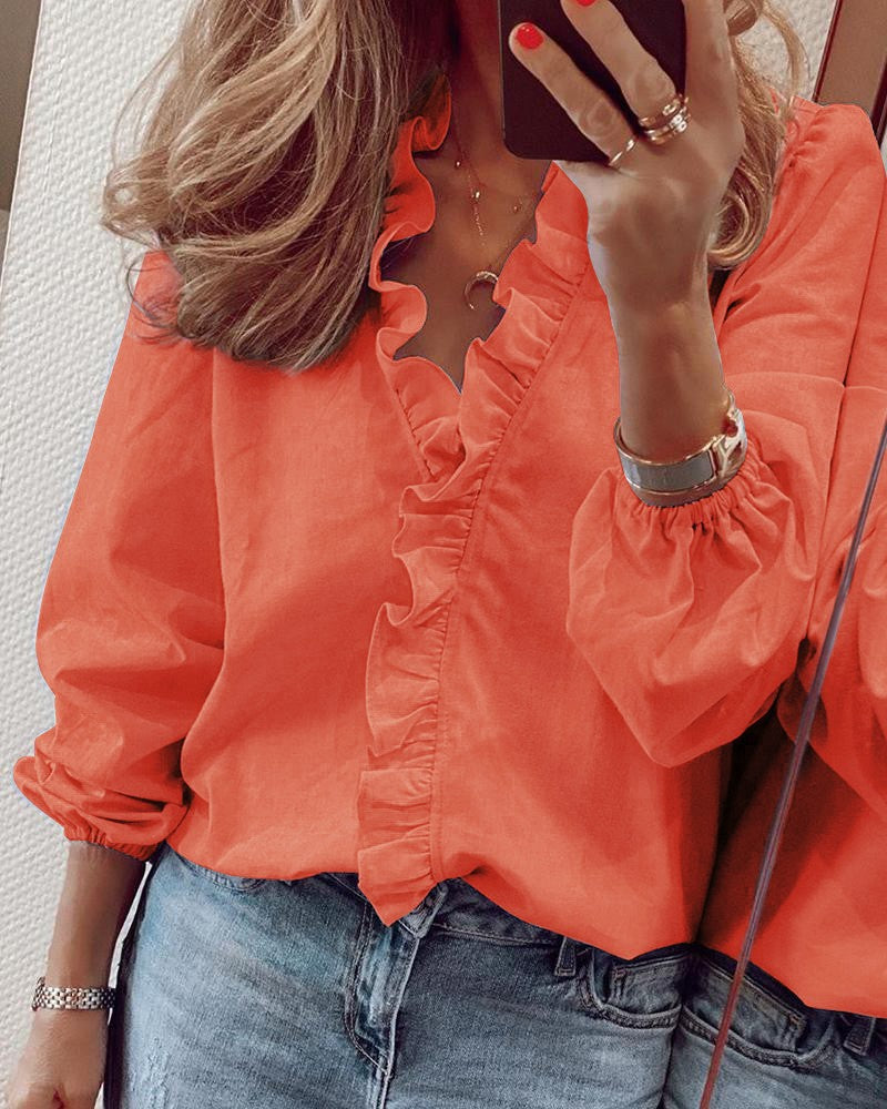 Long Sleeve Ruffled Blouse