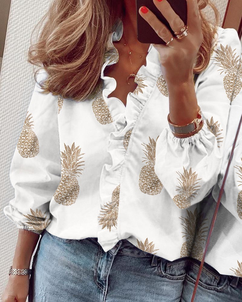 Long Sleeve Ruffled Blouse