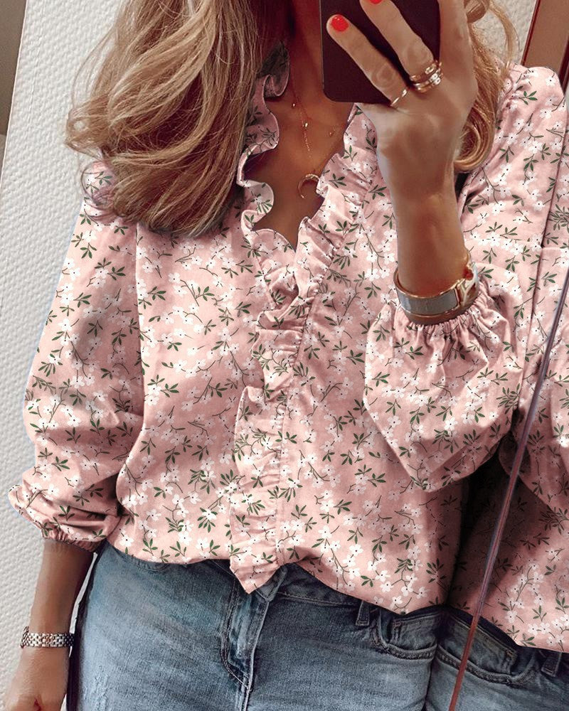 Long Sleeve Ruffled Blouse