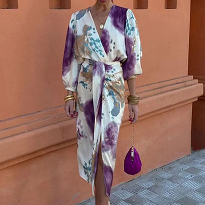 Long Sleeve Shirt and Slit Skirt Set