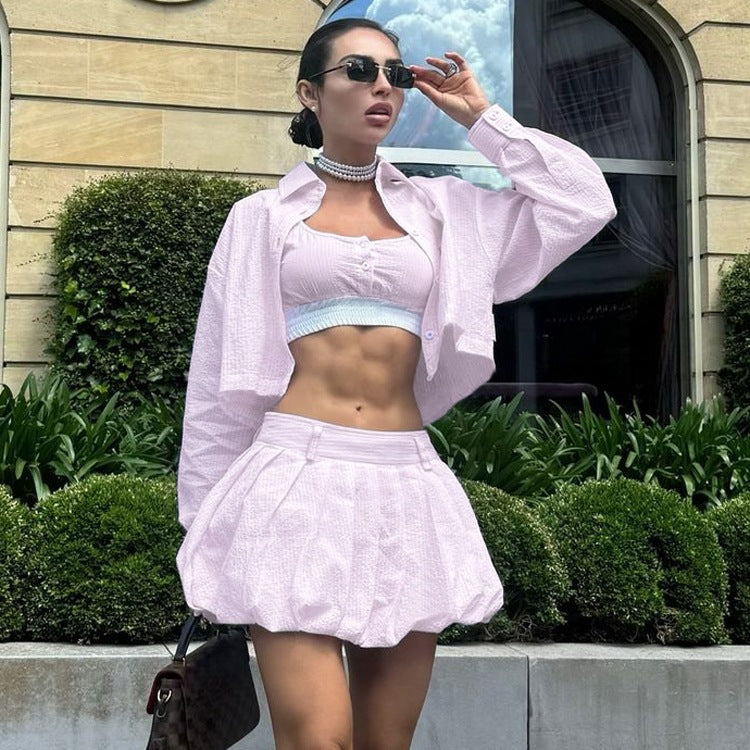 Long-sleeve short shirt