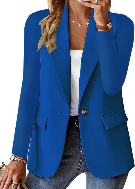 Long Sleeve Solid Color Blazer Cardigan for Women