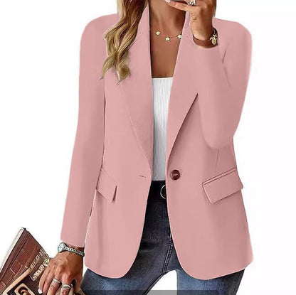 Long Sleeve Solid Color Blazer Cardigan for Women