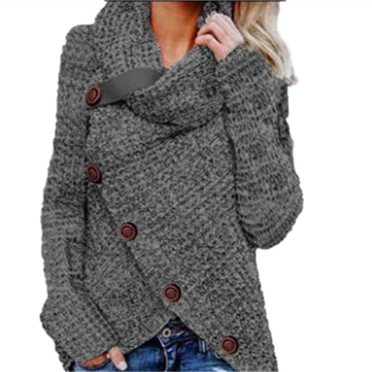 Long-Sleeve Turtleneck Knitwear with Buttons