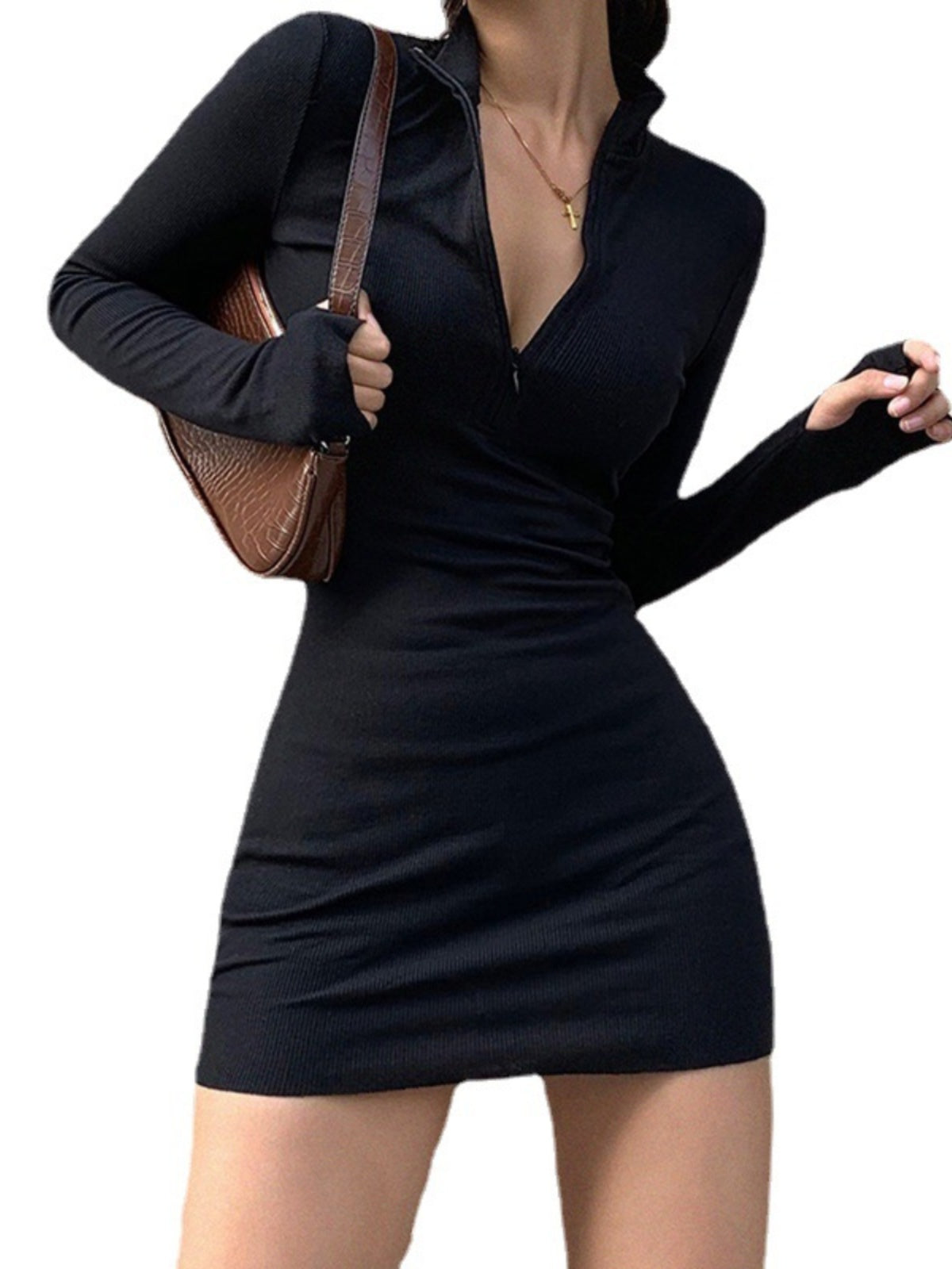 Long-sleeved bodycon dress