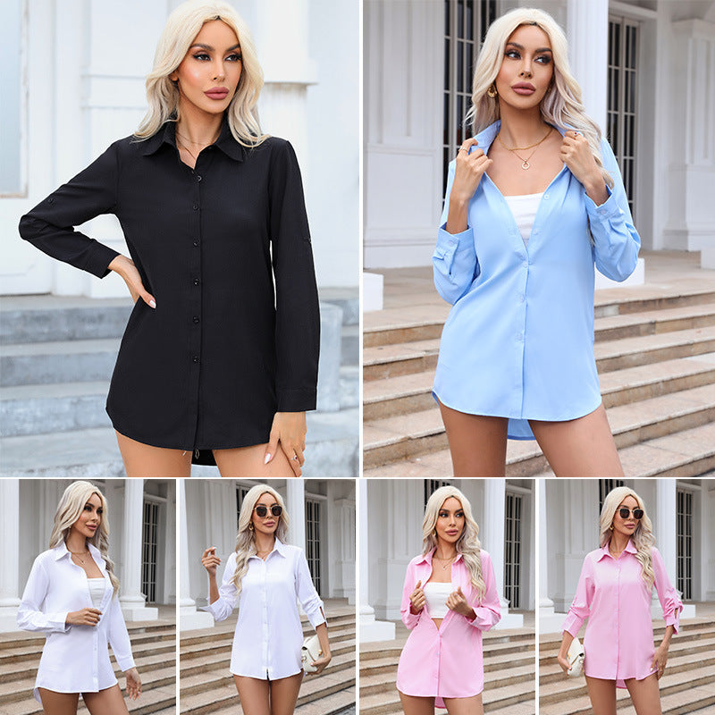 Long-sleeved chiffon blouse