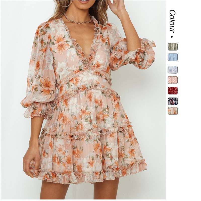 Long-sleeved chiffon dress