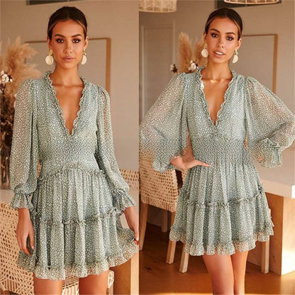 Long-sleeved chiffon dress
