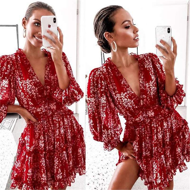 Long-sleeved chiffon dress