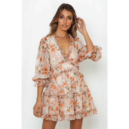Long-sleeved chiffon dress