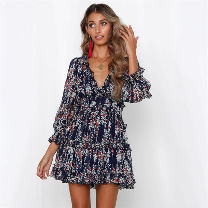 Long-sleeved chiffon dress