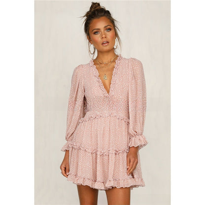Long-sleeved chiffon dress