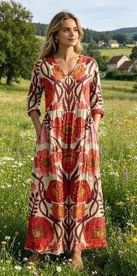 Long-Sleeved Dress with Print