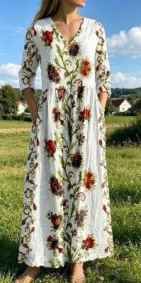 Long-Sleeved Dress with Print