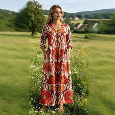 Long-Sleeved Dress with Print
