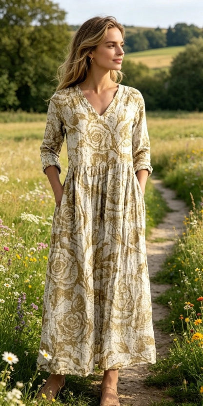 Long-Sleeved Dress with Print