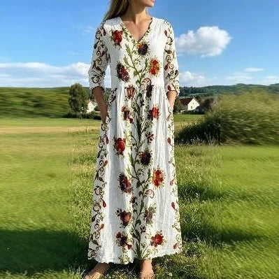 Long-Sleeved Dress with Print