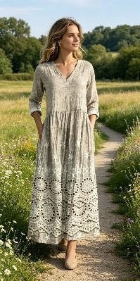 Long-Sleeved Dress with Print