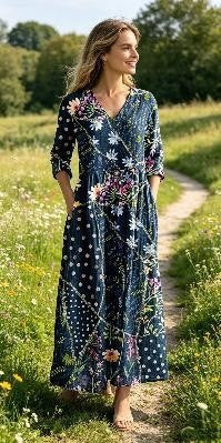 Long-Sleeved Dress with Print