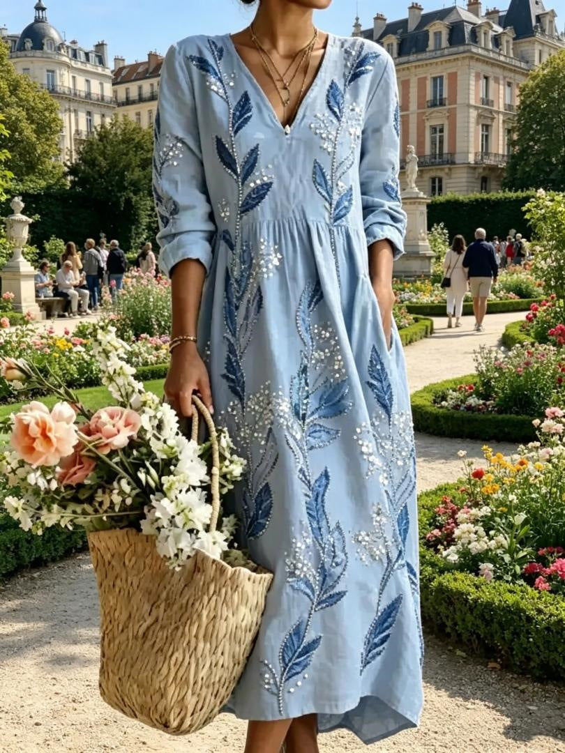 Long-Sleeved Dress with Print