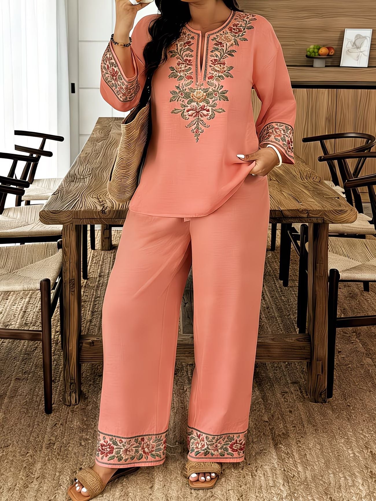 Long-sleeved ethnic-style set