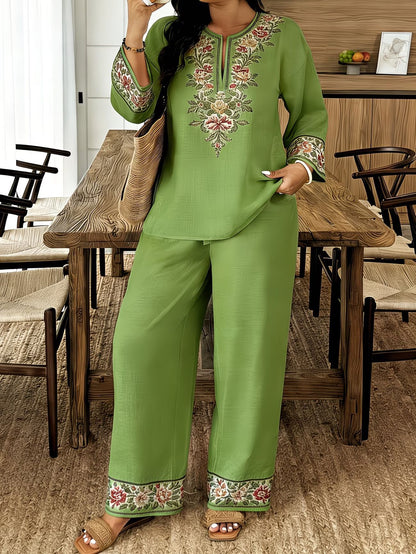 Long-sleeved ethnic-style set