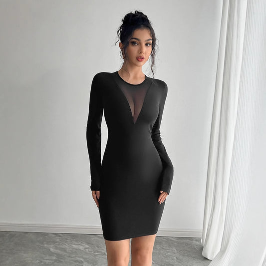 Long-sleeved fitted dress