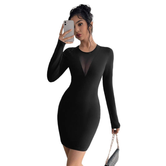 Long-sleeved fitted dress
