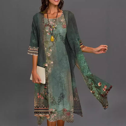 Long-sleeved floral dress