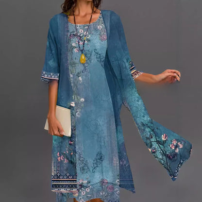 Long-sleeved floral dress