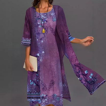 Long-sleeved floral dress