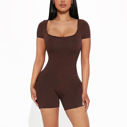Long-sleeved, form-fitting and hip-lifting one-piece pants