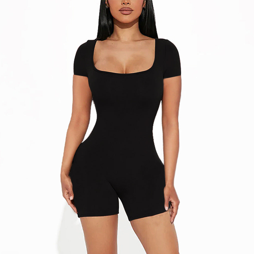 Long-sleeved, form-fitting and hip-lifting one-piece pants