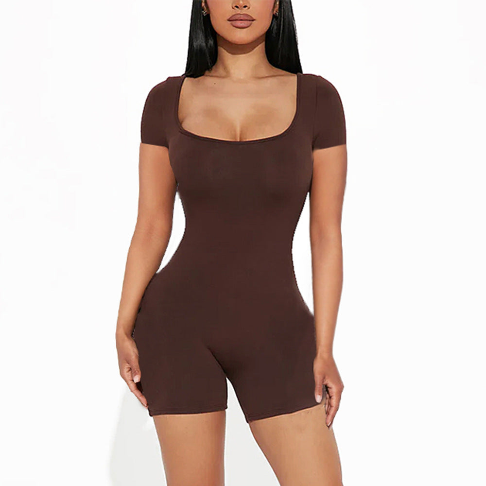 Long-sleeved, form-fitting and hip-lifting one-piece pants
