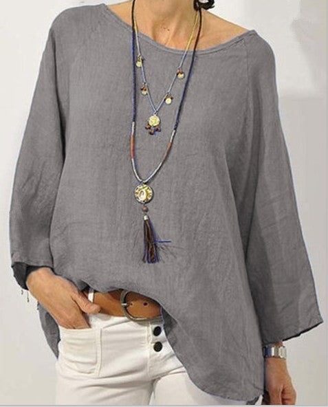 Long-sleeved loose-fitting blouse