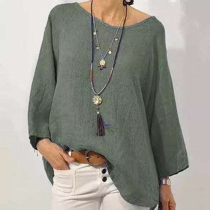 Long-sleeved loose-fitting blouse