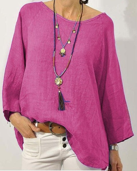 Long-sleeved loose-fitting blouse