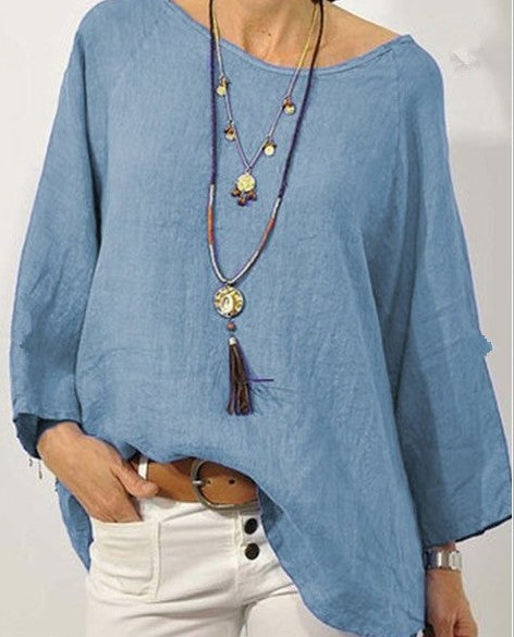 Long-sleeved loose-fitting blouse