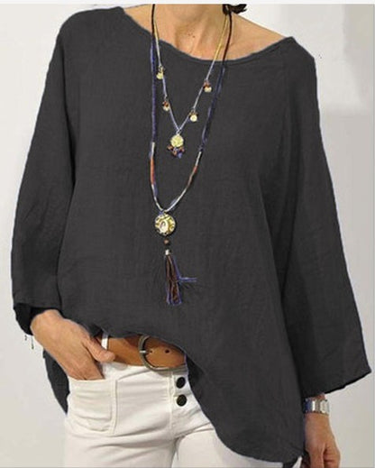 Long-sleeved loose-fitting blouse