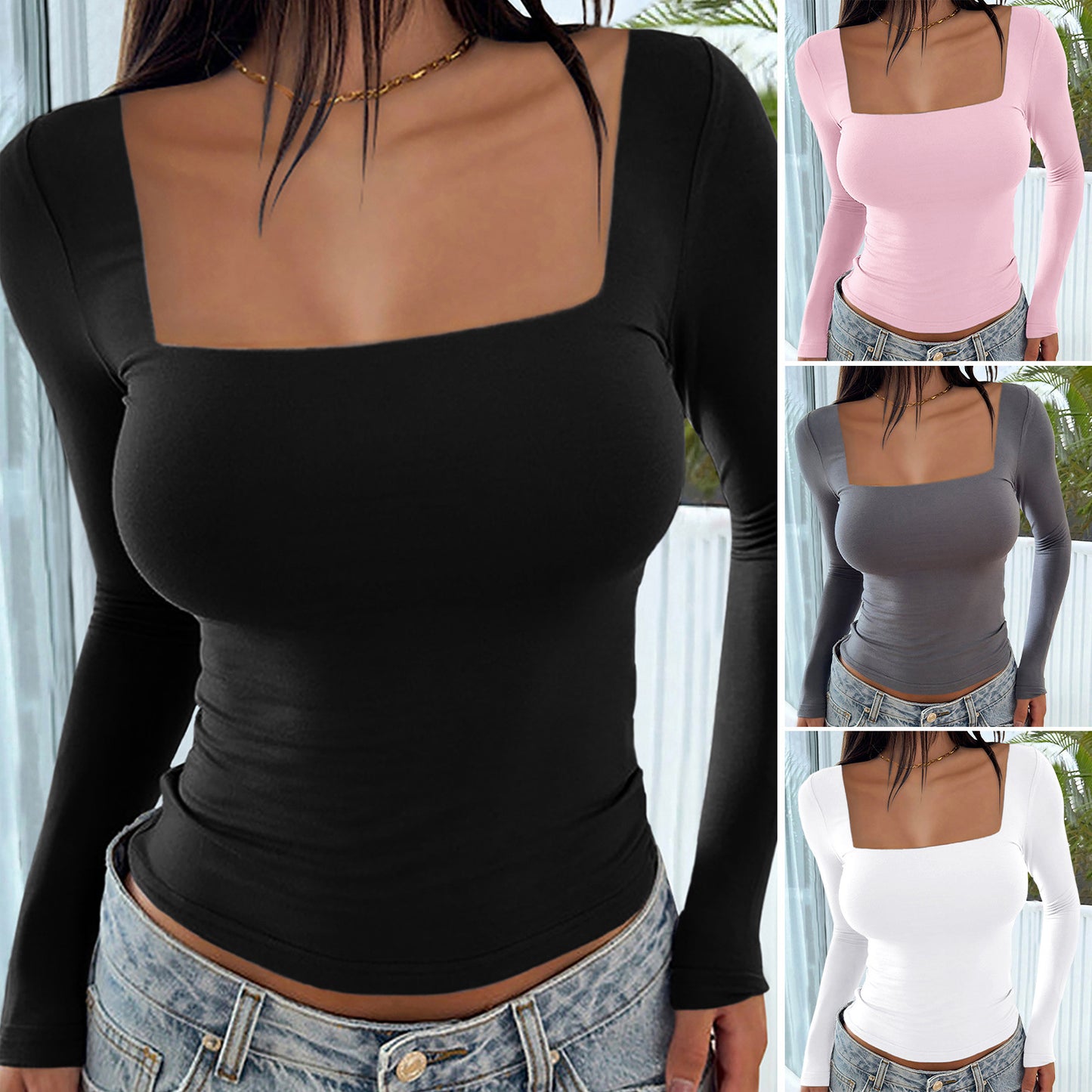 Long-sleeved pullover, tight and casual