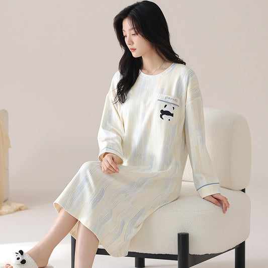 Long-sleeved pure cotton pajamas for spring