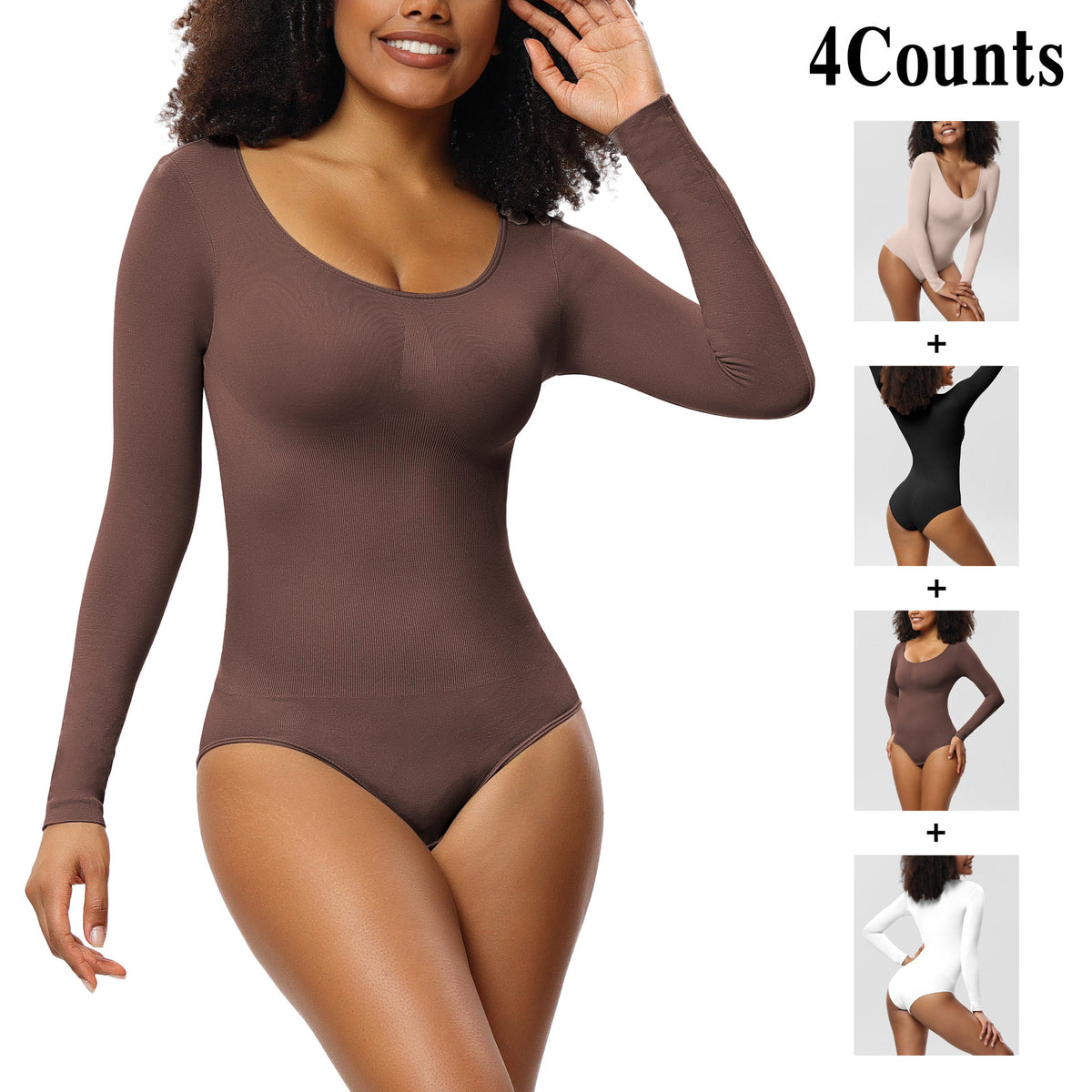 Long-sleeved seamless one-piece shaping garment