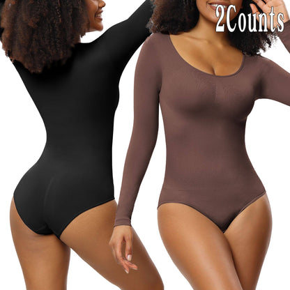 Long-sleeved seamless one-piece shaping garment