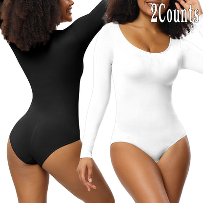 Long-sleeved seamless one-piece shaping garment