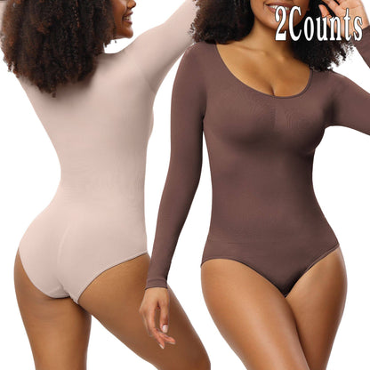 Long-sleeved seamless one-piece shaping garment