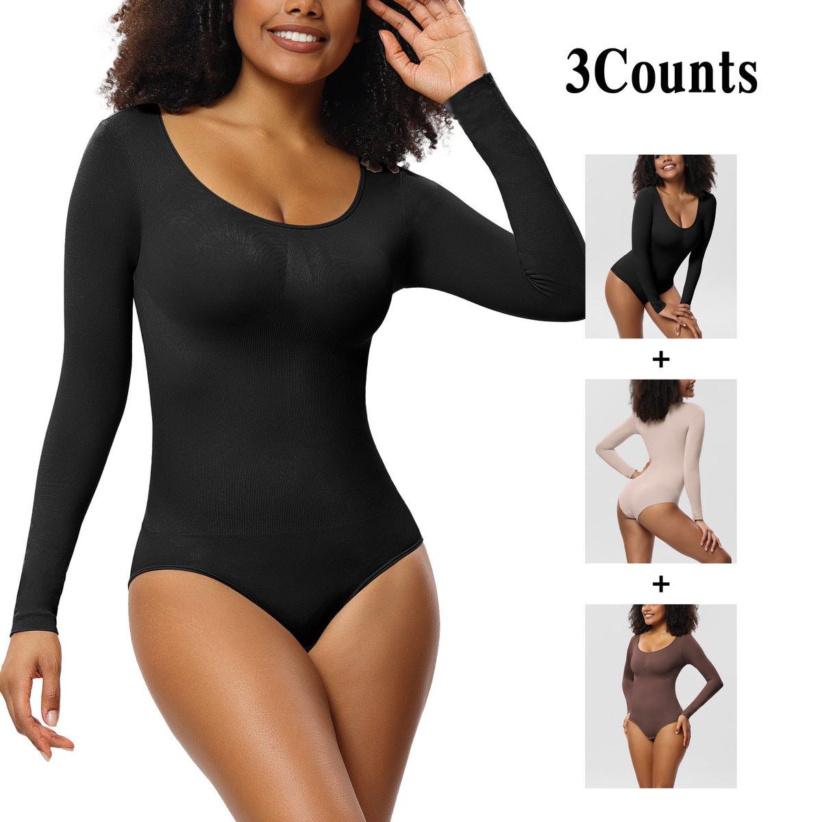Long-sleeved seamless one-piece shaping garment