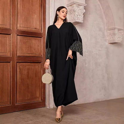 Long-sleeved, slit, long dress