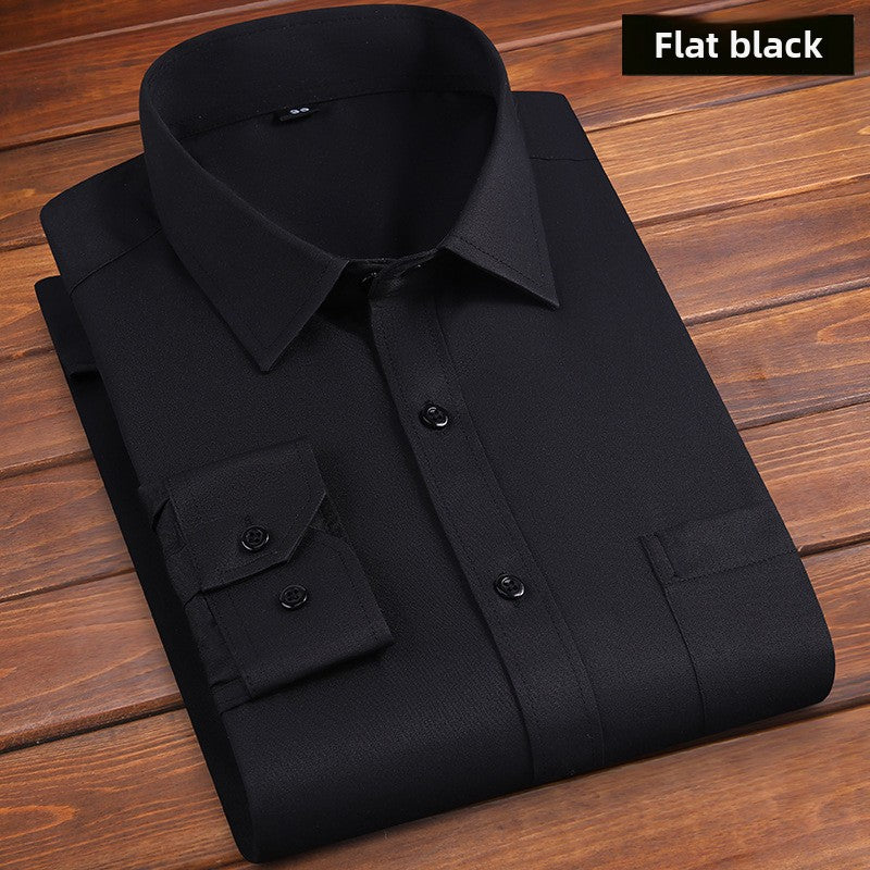 Long-sleeved solid-color men's shirt
