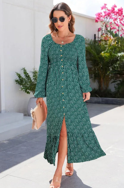Long-sleeved square-necked dress