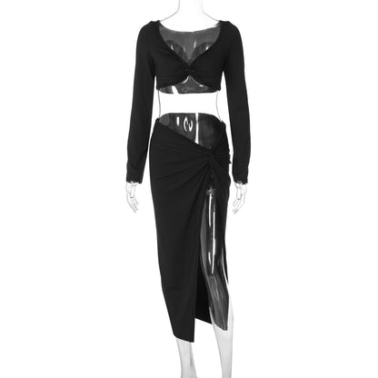 Long-Sleeved V Neck Suit